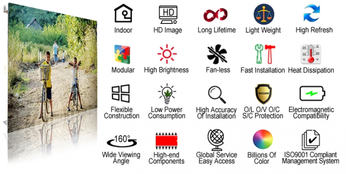 Màn hình Led đủ màu trong nhà HD P3 Linh hoạt tùy chỉnh Độ sáng trên 1300 Cd