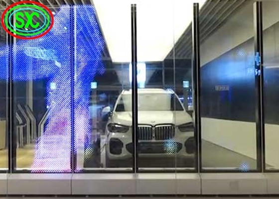 Màn hình trong suốt LED Độ sáng cao Full Color Tường trong suốt 32768 Điểm / mét vuông Cho thuê