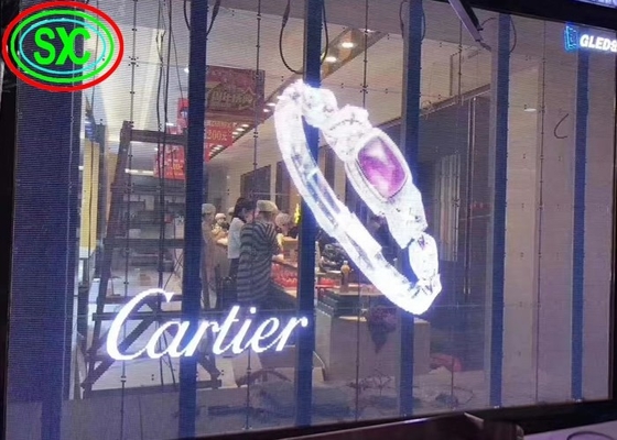 Màn hình LED trong nhà đầy màu sắc trong suốt P3.91 Cửa sổ thủy tinh gắn cho trung tâm mua sắm