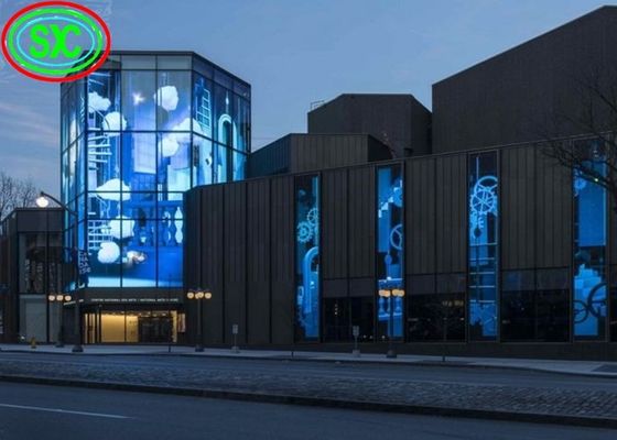 P3.91-7.82 Màn hình tường kính LED trong suốt 5000cd/m2 góc nhìn 160°