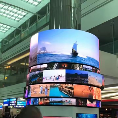 Trình hiển thị LED ngoài trời 360 ° Đàn trụ Cột đường cong Màn hình quảng cáo bảng quảng cáo
