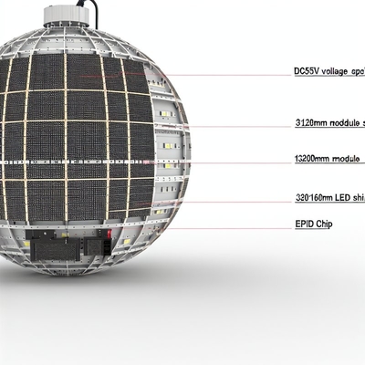 Màn hình LED hình cầu điện áp DC5V với kích thước module 320*160mm và Chip LED Epistar