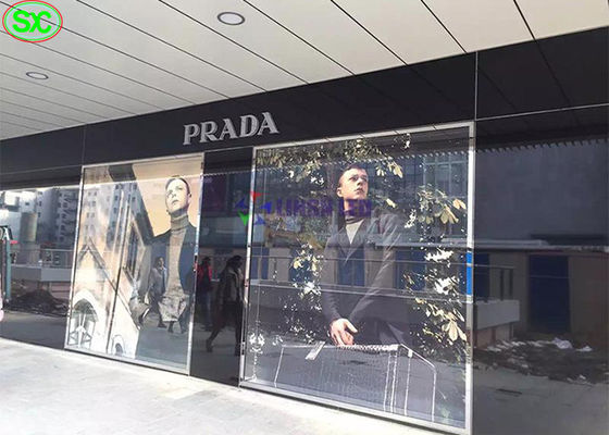 Bảng LED trong suốt độ sáng cao, Bảng hiệu đầy màu sắc SMD2121 màn hình LED trong suốt