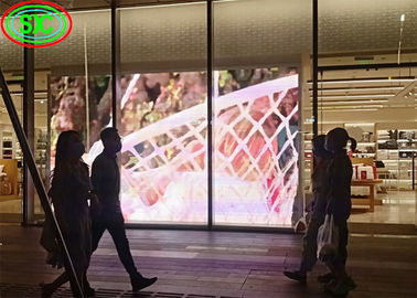 Màn hình LED trong nhà trong suốt P3.9-7.8 Full Color SMD Curved Led Video Wall Glass For Showcase