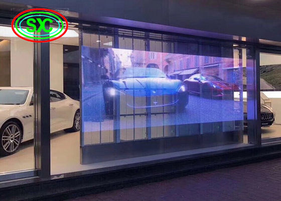 Màn hình LED trong nhà trong suốt P3.9-7.8 Full Color SMD Curved Led Video Wall Glass For Showcase