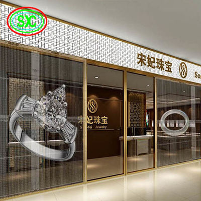 Đường video LED trong suốt P3.91 Indoor Led Mesh Curtain Signage Displays màn hình LED