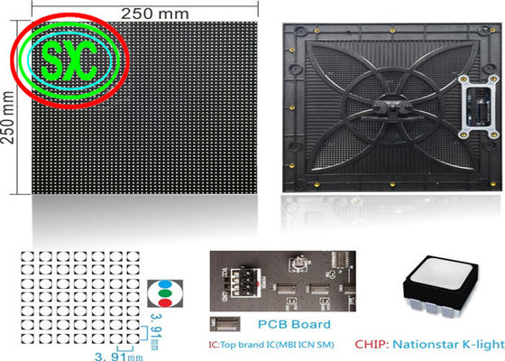 Giá tốt Bảo trì mặt trước đầy đủ màu Màn hình LED P3.91 250 * 250mm với xác nhận QC trực tuyến