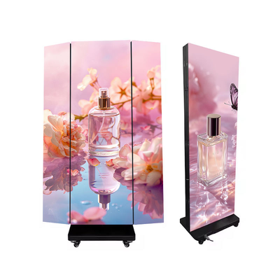 Giá tốt Nội thất P2.5 Full Color Mirror Fold Three Led Display Không dây USB 4G Smart Control Poster trực tuyến