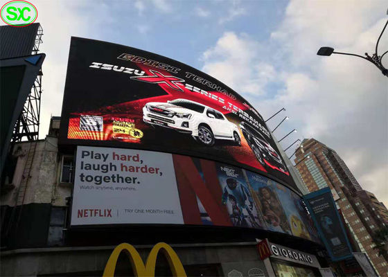 Màn hình Led ngoài trời cong P10 lớn, Màn hình video Led SMD3535 IP65