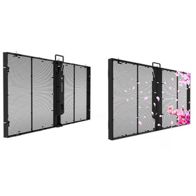 Nội thất P3.9-7.8 Màn hình hiển thị LED trong suốt màu sắc đầy đủ Smd Curved Led Video Wall Glass Led Screen For Showcase